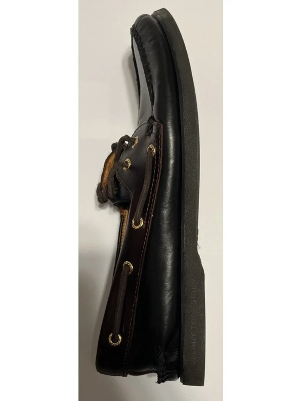 Sperry Top-Sider Gold Cup A/O 2-Eye Boat Shoes Black Leather Mens 11 STS12955